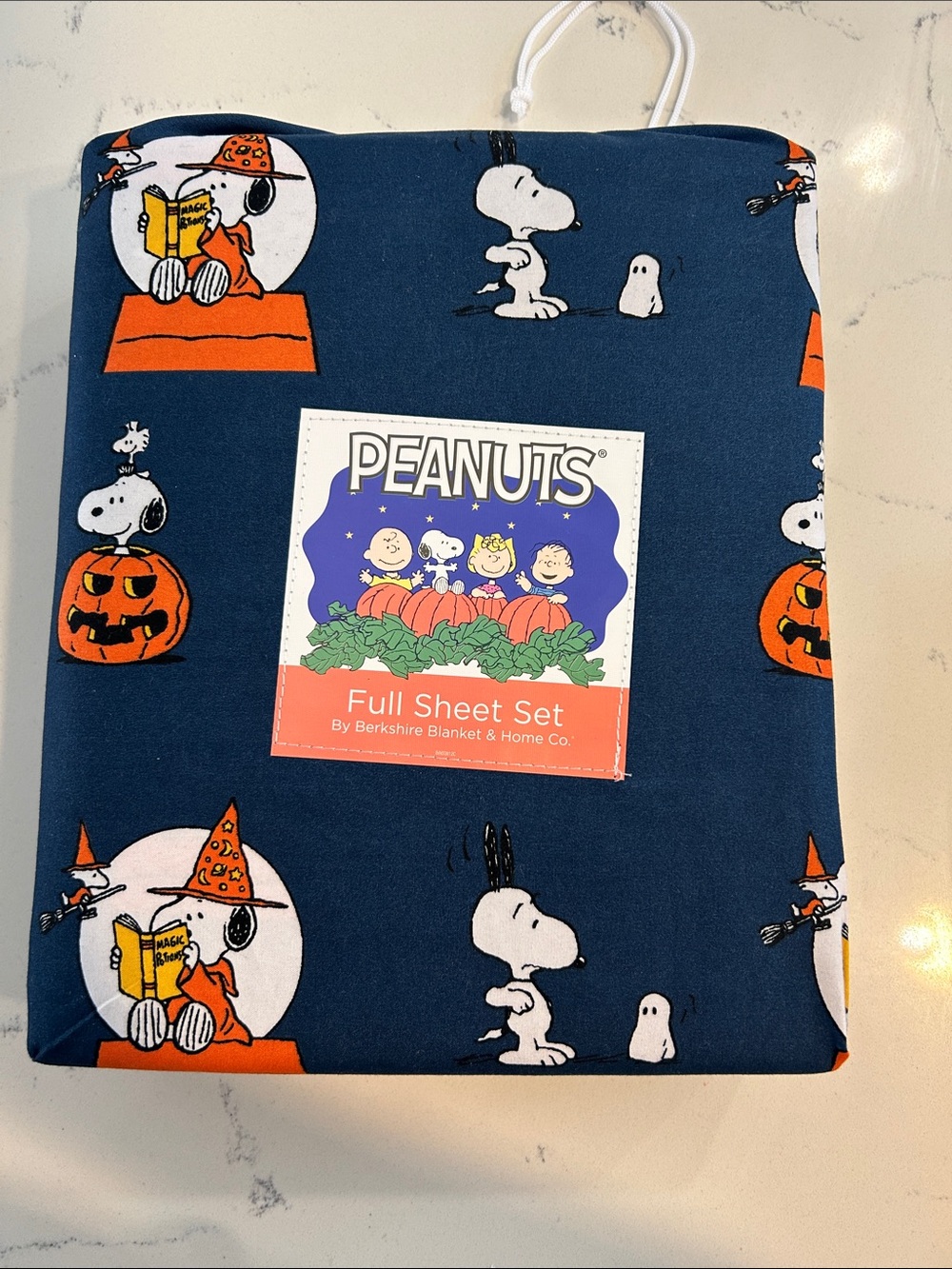 Peanuts Navy and Orange Halloween Snoopy Sheet Set Size FULL